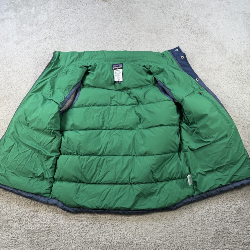 Patagonia Puffer Vest Mens XS Blue Goose Down Insulated Snap Front Hiking - Picture 7 of 10